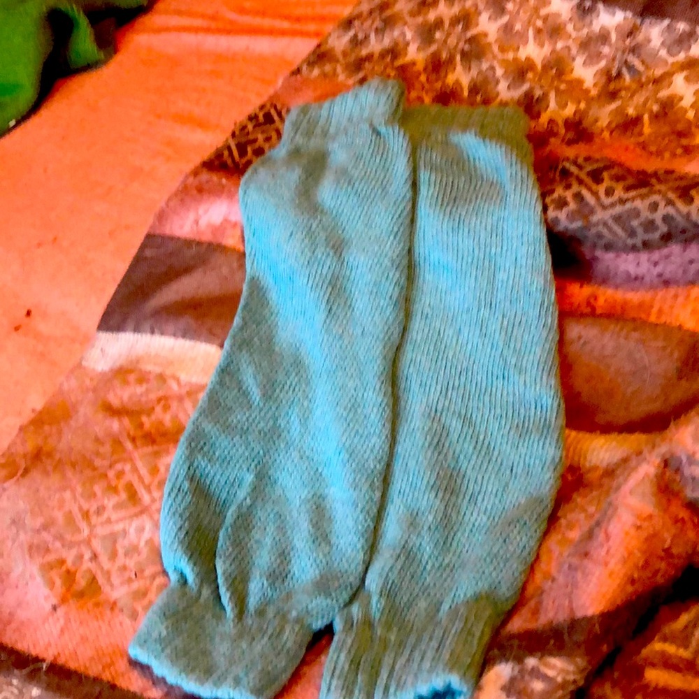 Blue leg warmers